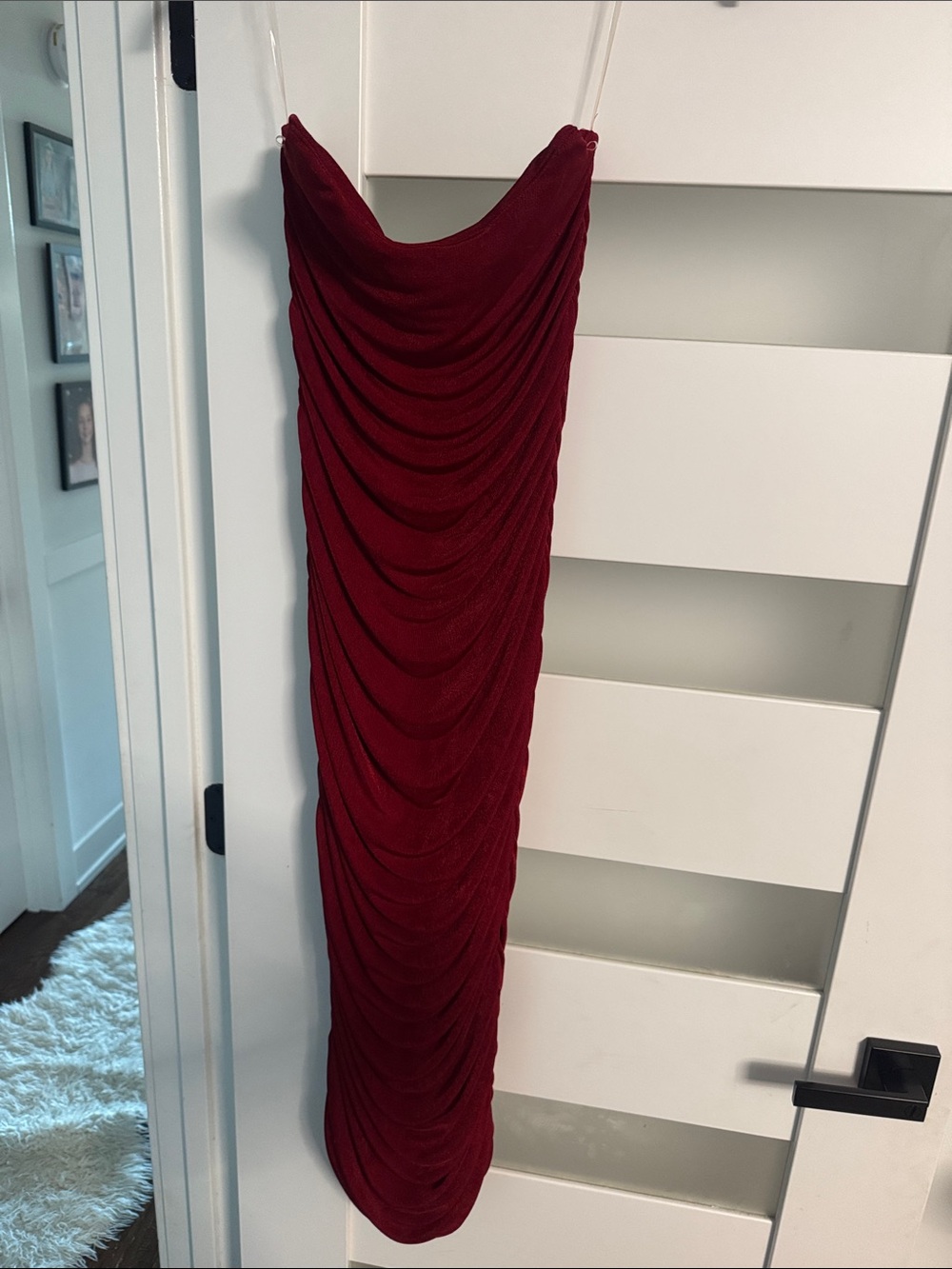 Fashion Nova Wine Ruched Midi Dress